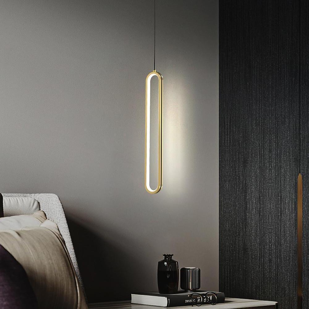 Elongated Modern Pendant Light - Metal & Acrylic Shade Fixture