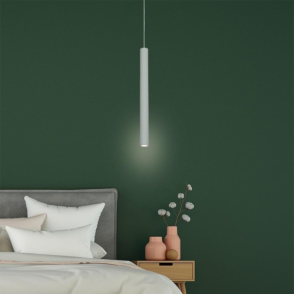 Thin Stick Black Pendant Light with Integrated LED Downlight