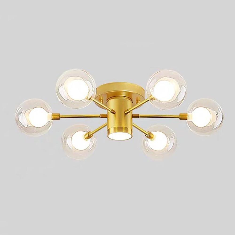 Globe Large Semi Flush Mount Metal Glass Ceiling Light