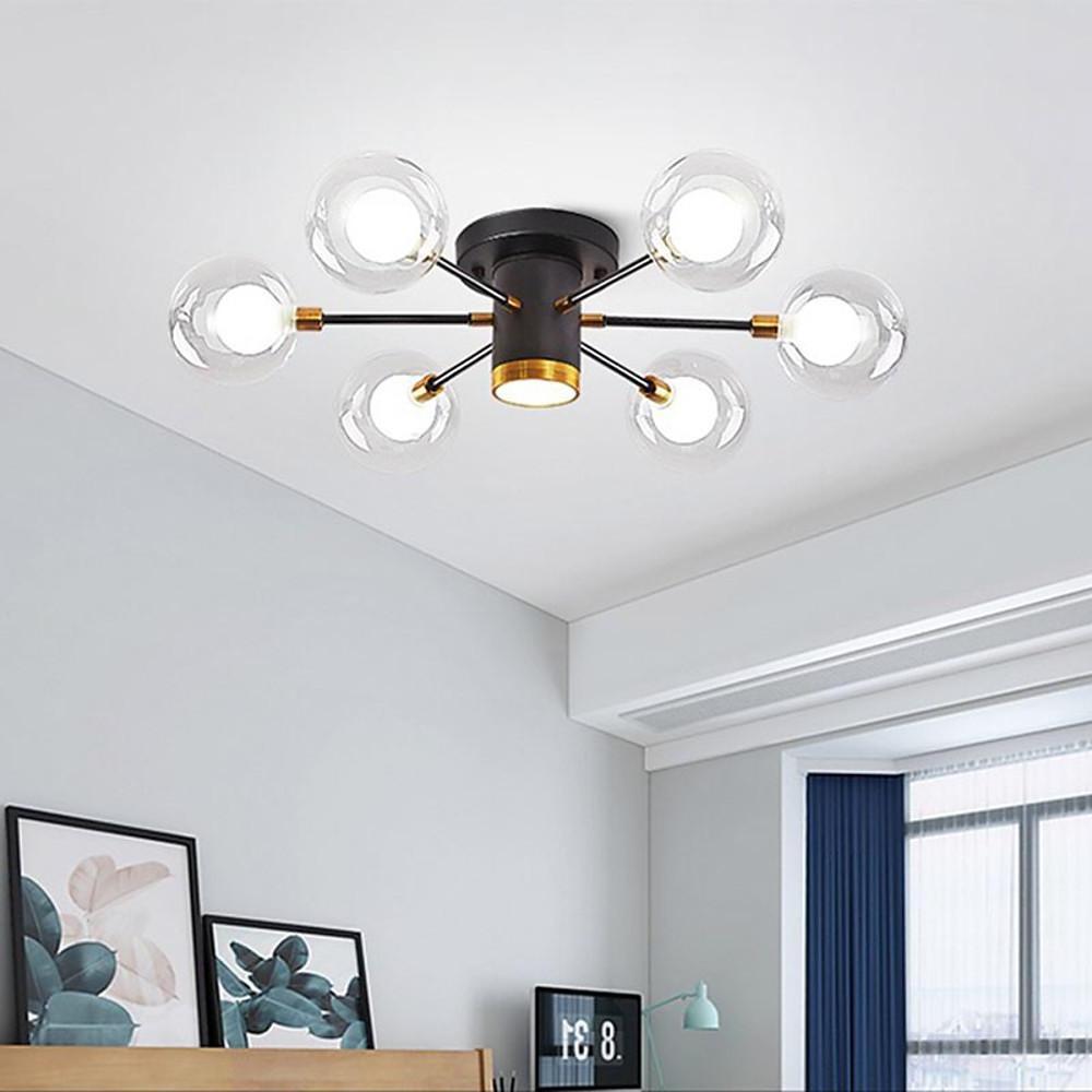Globe Large Semi Flush Mount Metal Glass Ceiling Light