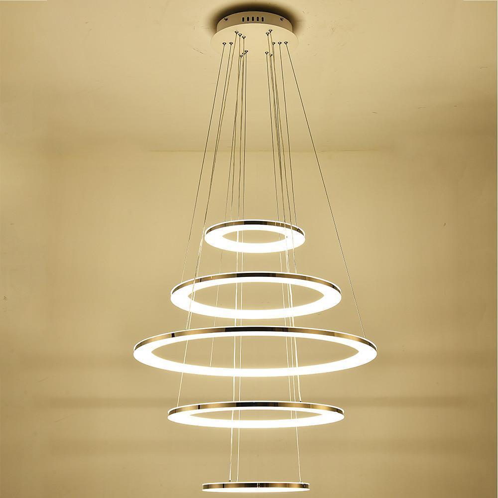 Adjustable Mid-Century Chandelier - 5 Tier LED Lights Contemporary Design