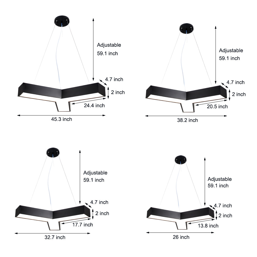 Y Shape Linear Geometric Ceiling Light - Modern Industrial Lighting Fixture for Home and Office