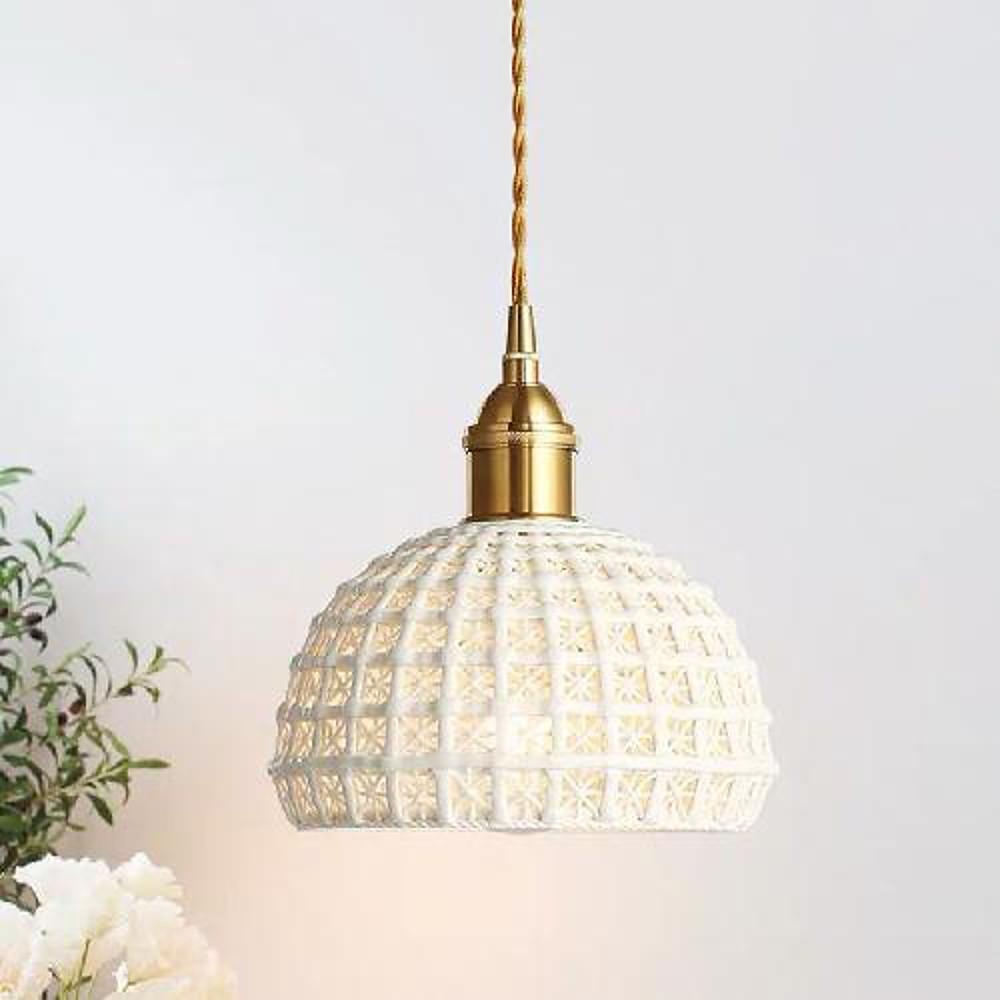 Artistic Semi Globe Copper Pendant Light - Modern Ceramic Lighting