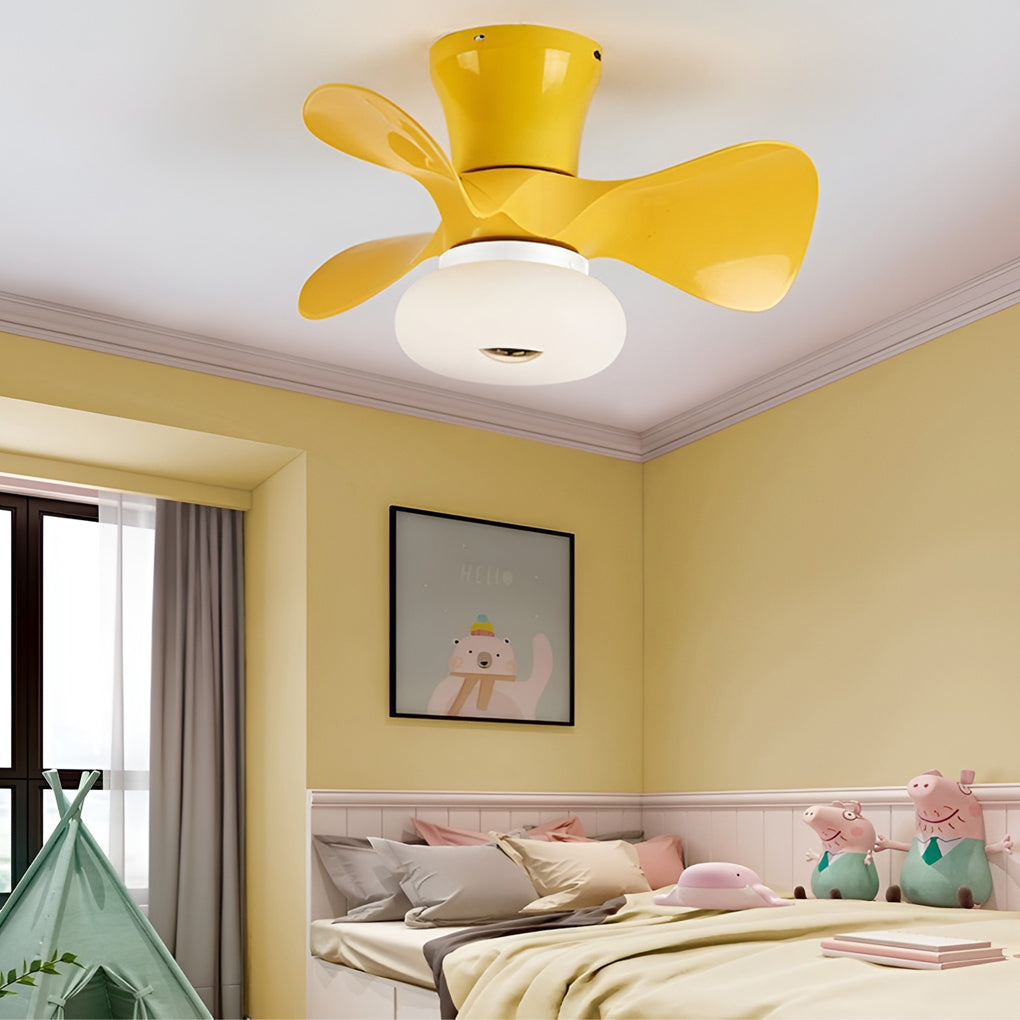 Macaron Ceiling Fan with LED Light - Modern Home Decor, Stylish Ceiling Fan, Energy-Efficient Lighting, Ceiling Fan for Living Room