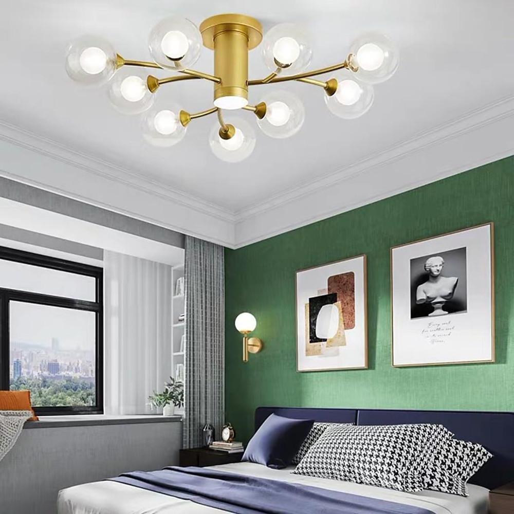 Globe Metal Glass Industrial LED Ceiling Light for Bedroom