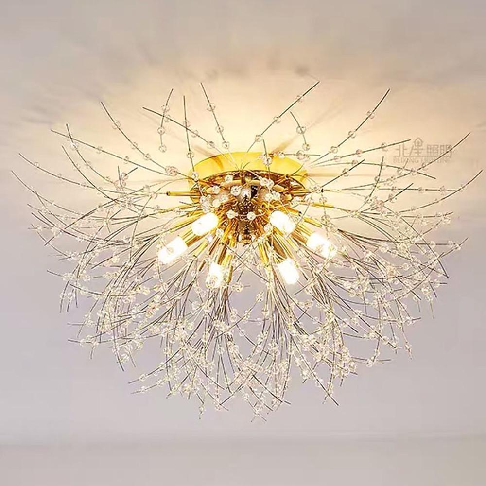 Classic Metal Crystal LED Ceiling Light - 6 Bulb Traditional Chandelier