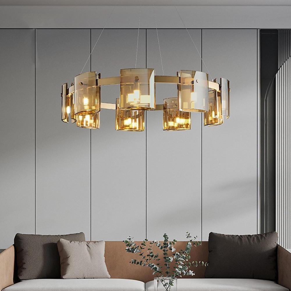 Circular LED Electroplated Metal Acrylic Chandelier Pendant Light