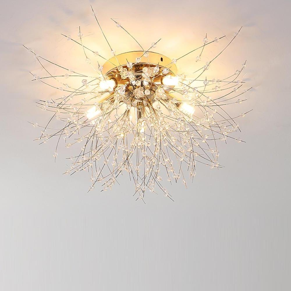 5-Light Branch Tree Chandelier - Metal Crystal LED Ceiling Light for Living Room