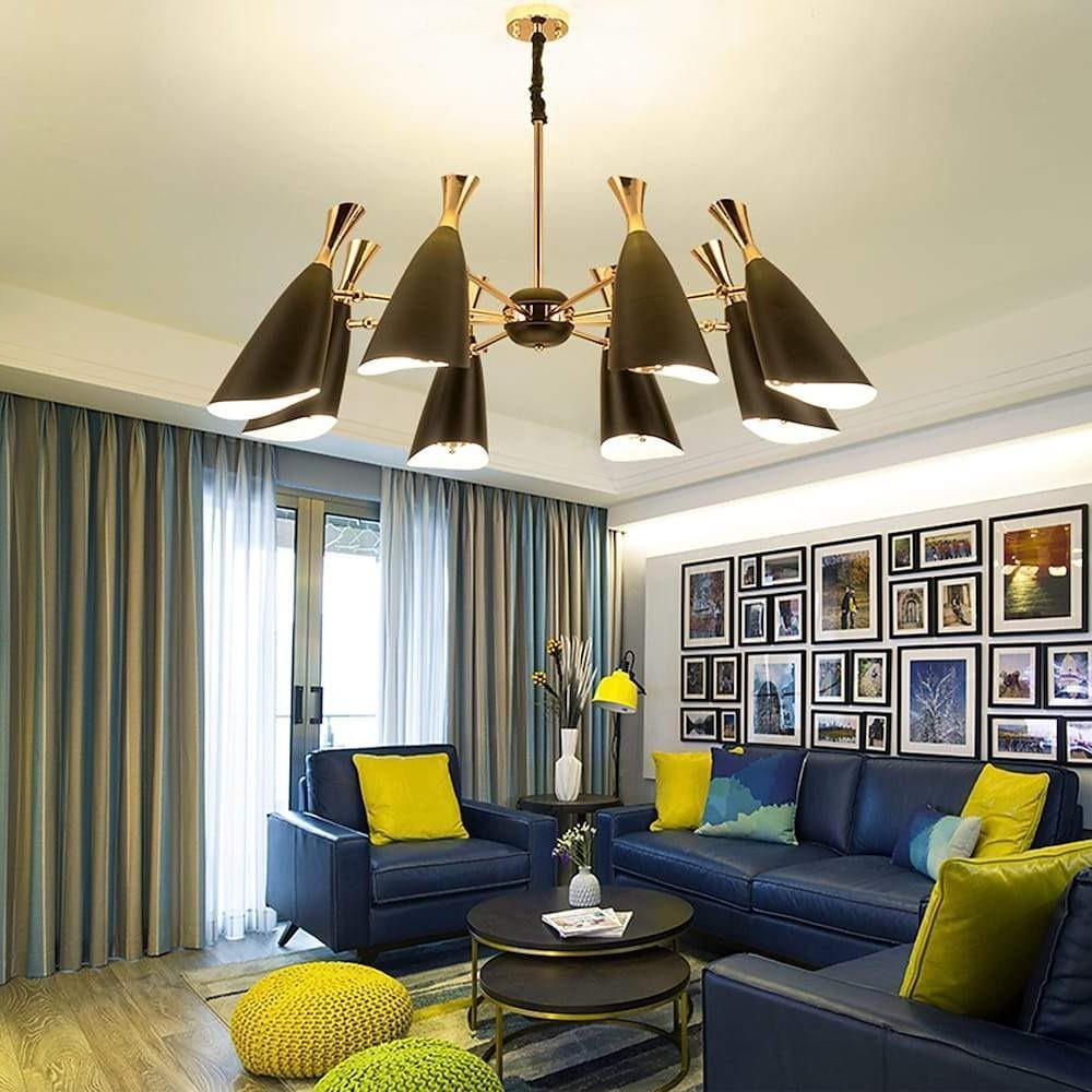 8-Light LED Electroplated Metal Nordic Chandelier Ceiling Light Fixture