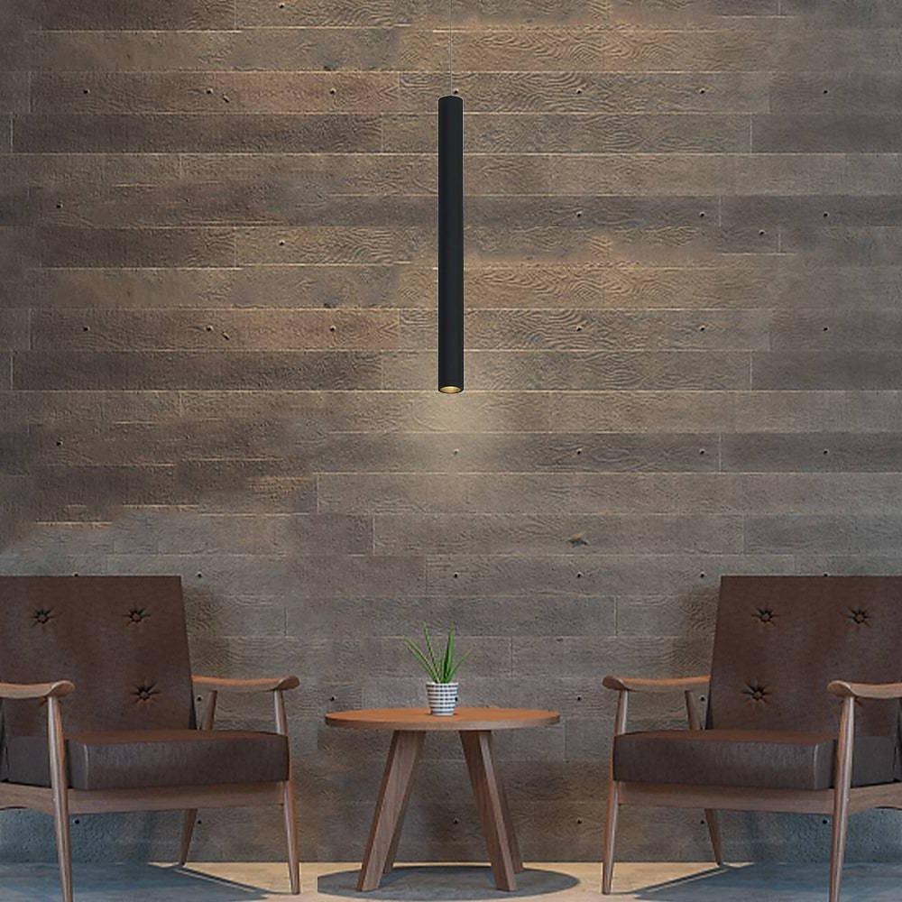 Thin Stick Black Pendant Light with Integrated LED Downlight