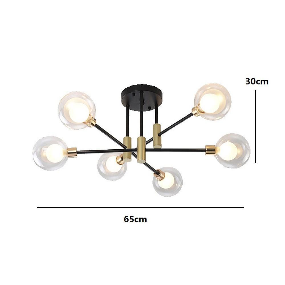 Modern Metal Glass Sputnik LED Ceiling Light for Bedroom