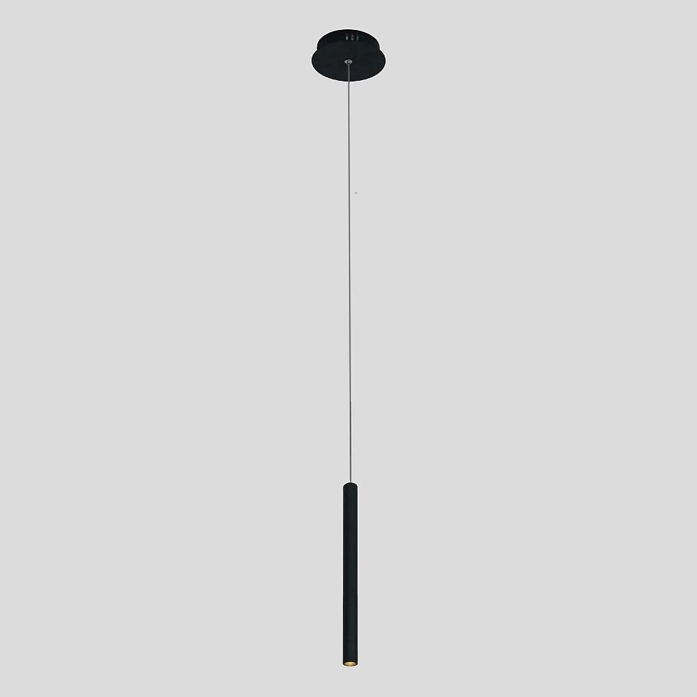 Thin Stick Black Pendant Light with Integrated LED Downlight