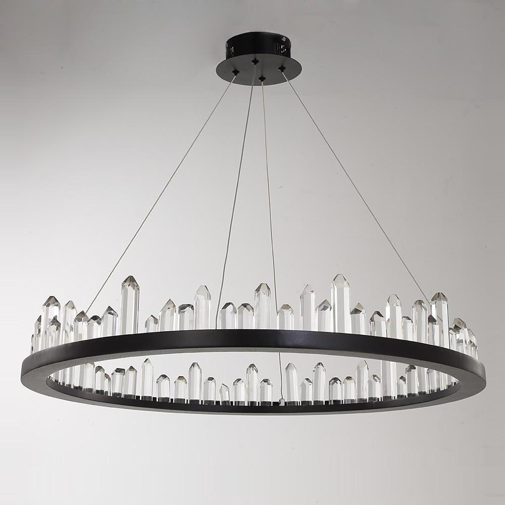 Circular Metal Crystal LED Pendant Chandelier - Adjustable Modern Lighting