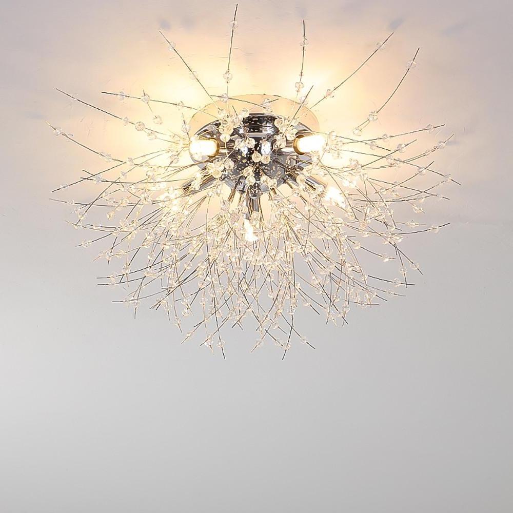 5-Light Branch Tree Chandelier - Metal Crystal LED Ceiling Light for Living Room