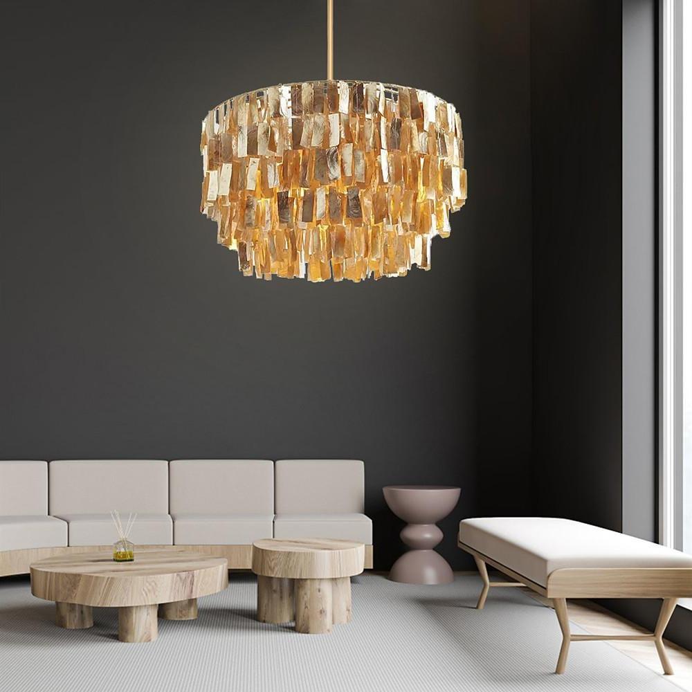 Modern Shell Chandeliers - Rustic Capiz Lighting Decor