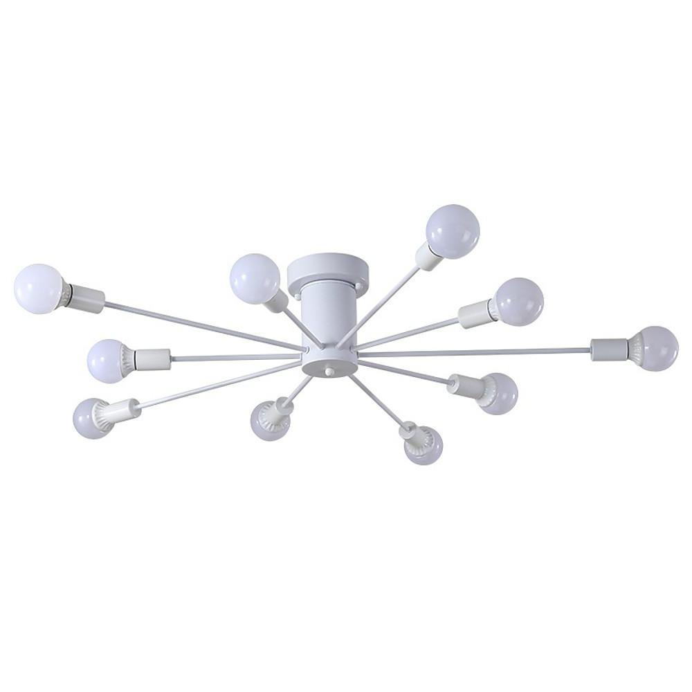 Metal Large Flush Mount Ceiling Light with 10 LED Incandescent Bulbs